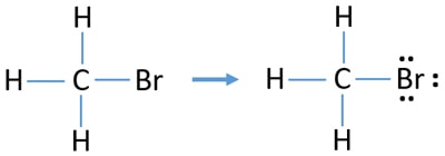 mark lone pairs on atom in CH3Br bromomethane